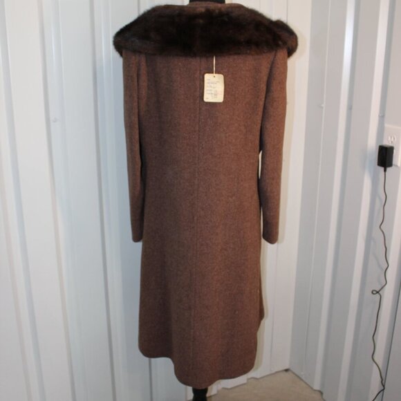 Vintage Garfinkels Womens Wool? Coat Mink Fur Collar Double Breasted NWT Large? - Picture 2 of 16